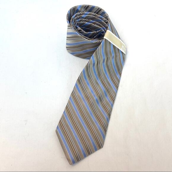 MICHAEL Michael Kors Imported Silk Tie Blue Tan - Picture 1 of 5